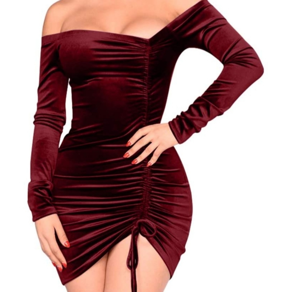 Womens velvet bodycon dress
